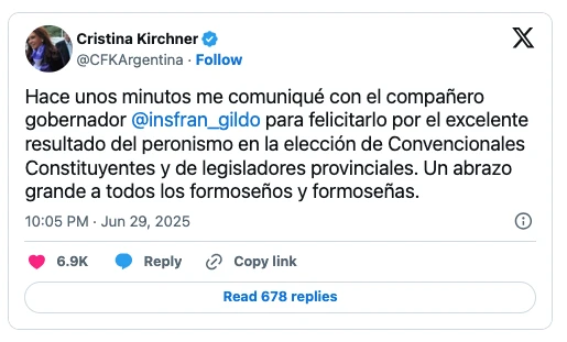 Insfrán arrasó y se impuso con el 70 por ciento para las legislativas y de constituyentes