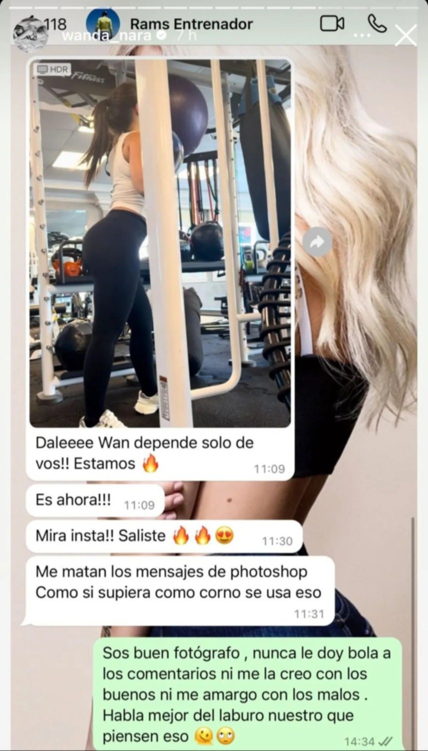 Wanda Nara mostr un picante chat con su entrenador que contena una foto ntima