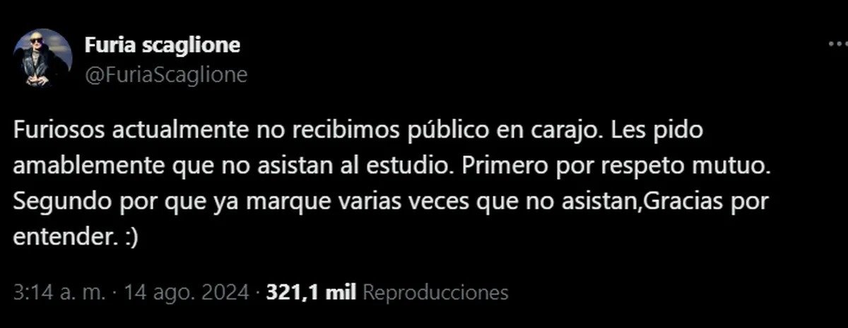 El pedido de Furia que molest a sus seguidores: "Por respeto mutuo"