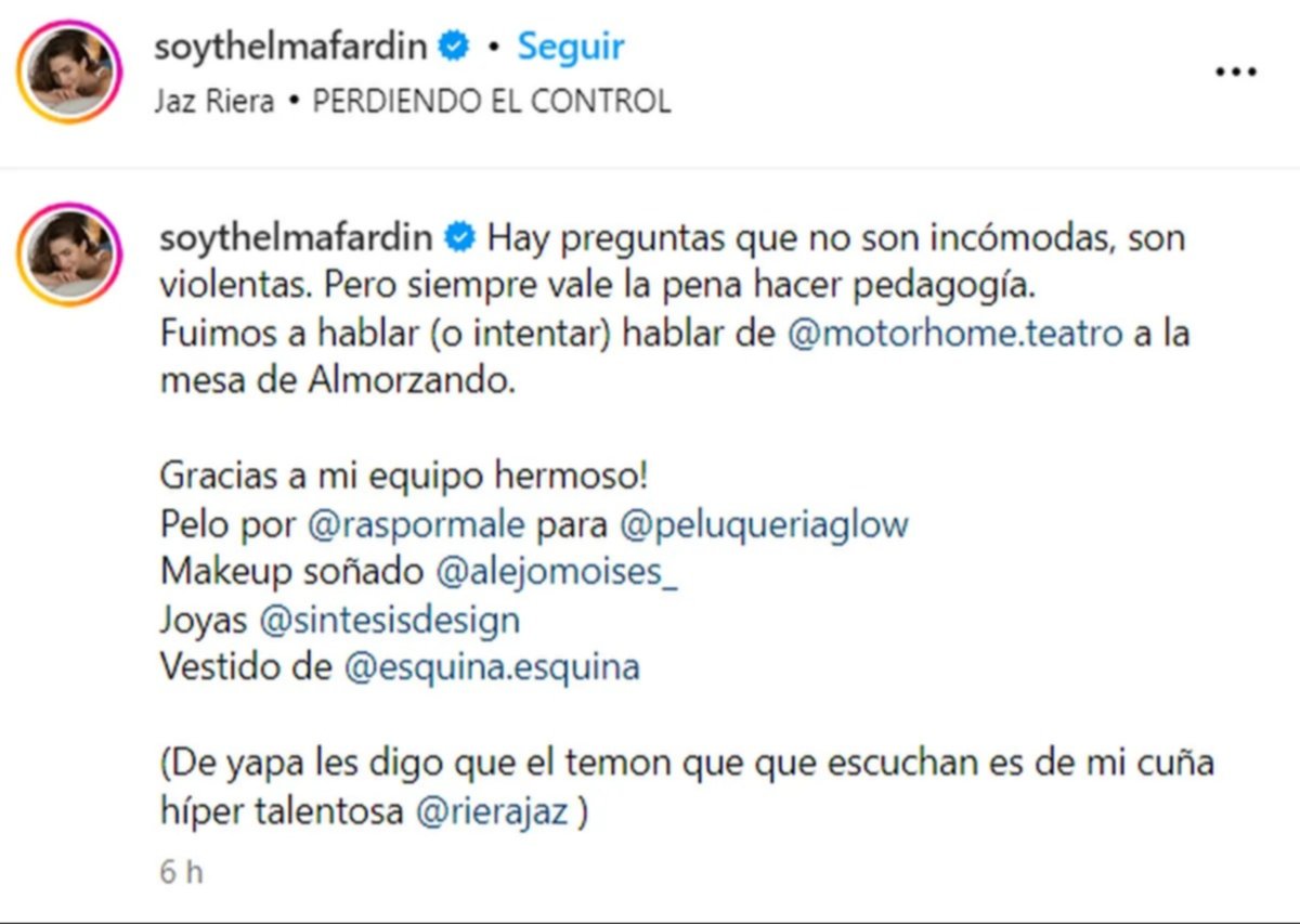 Mesaza incmoda: las preguntas de Juana Viale que incomodaron a Thelma Fardin