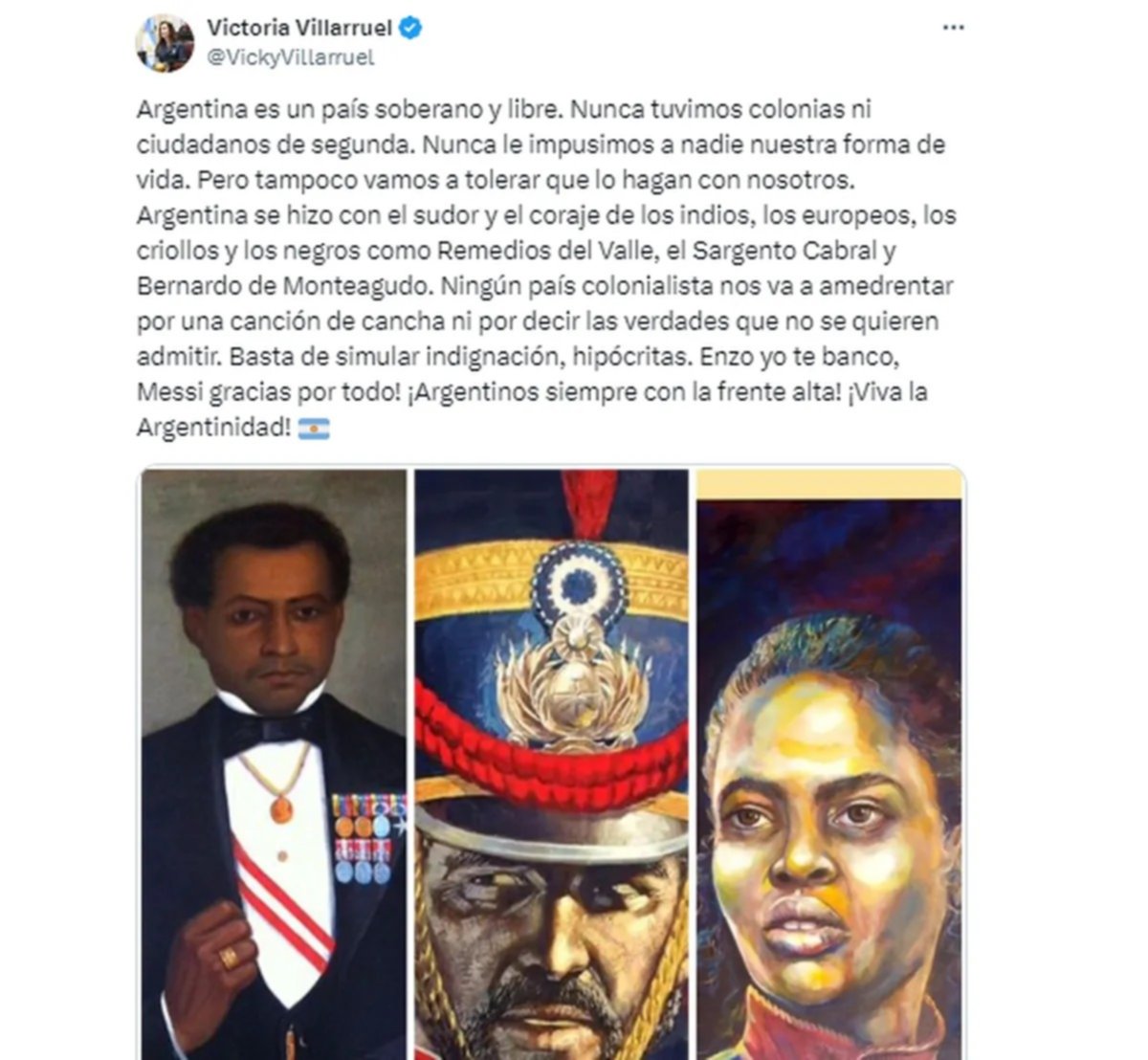 Victoria Villarruel se volvi a manifestar en apoyo a la Seleccin Argentina