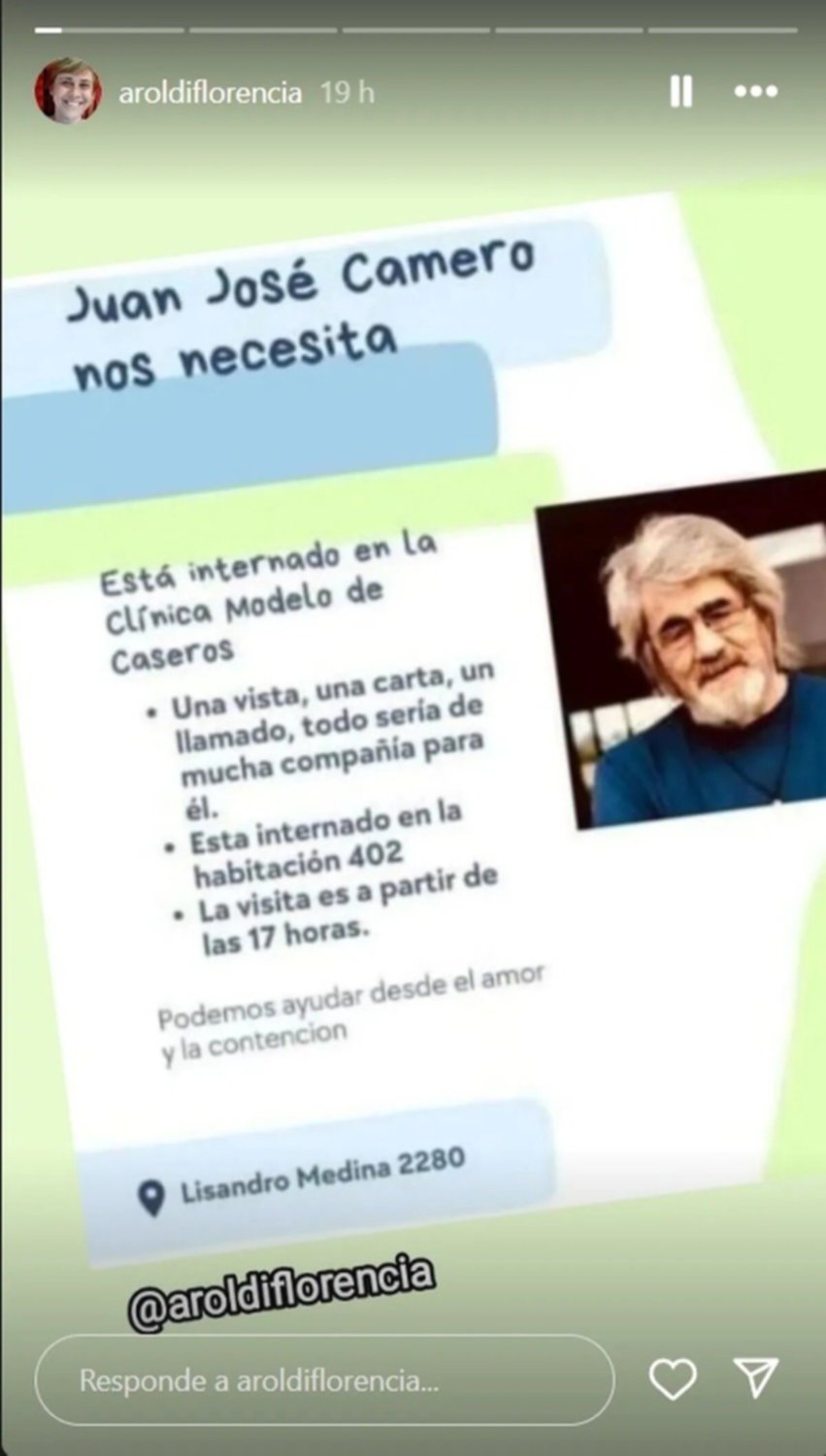 Piden de ayuda para Juan Jos Camero tras ser internado en estado crtico